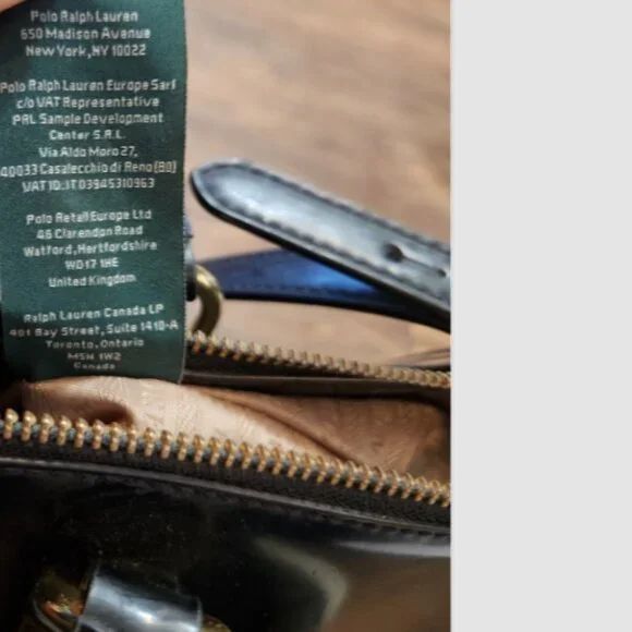 LRL RALPH LAUREN GLAZED LEATHER SATCHEL HAND BAG with GOLD Logo HARDWARE - Picture 15 of 16